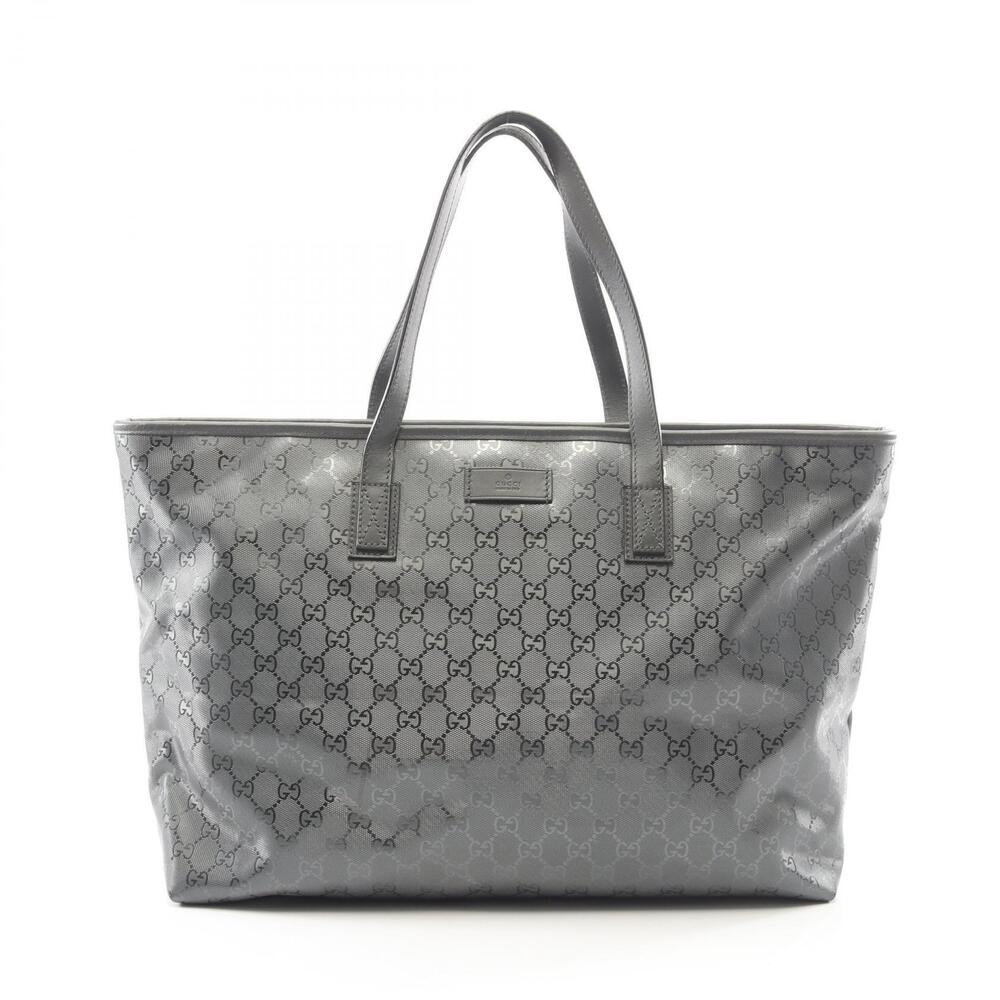 Gucci GG Imprime Tote Bag Canvas Leather Gray